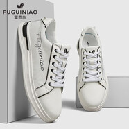 富貴鳥(niǎo)男鞋斷碼清倉正品百搭休閑鞋2025新款秋季皮面軟底運動(dòng)板鞋 白色 0075 40 標準運動(dòng)碼