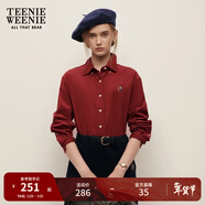 Teenie Weenie小熊女裝簡(jiǎn)約秋季裝復古燈芯絨長(cháng)袖襯衫棉質(zhì)襯衣外套 深紅色 XS (155)