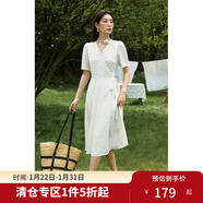 獨束大碼女裝法式V領(lǐng)復古波點(diǎn)連衣裙夏季新款微胖mm靈動(dòng)百搭女裙 米白 2XL (尺碼：4)