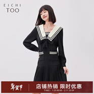 愛(ài)居兔愛(ài)居兔春季新款設計感學(xué)院風(fēng)短款長(cháng)袖連衣裙女EQLCJ1N011A 黑色鑲拼11 155/80A/S