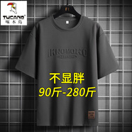 啄木鳥(niǎo)（TUCANO）大肚子短袖男士夏季2025新款寬松加肥加大碼半袖t恤衣服胖子男裝 FJNZC-A136-6858深灰色 XL 推薦120-135斤