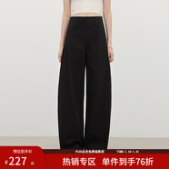 范思藍恩天絲休閑闊腿彎刀褲女2025夏季新款設計感低腰褲子2838 黑色 L