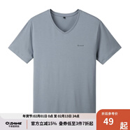 千紙鶴男士短袖T恤男打底衫新款韓版修身圓領(lǐng)潮流簡(jiǎn)約短袖衣服男20158 03A灰藍（同款\/領(lǐng)） L