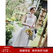 范思藍恩腰精裙系列 白色無(wú)袖吊帶連衣裙女夏法式領(lǐng)證小白裙2048 象牙白 XS
