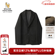William fox&sons威廉?？怂狗瞒淦そq小西服男輕商務(wù)復古寬松易打理便西休閑西裝男 黑色（單排扣） M /48