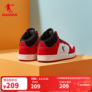 喬丹QIAODAN板鞋男季新款加絨保暖空軍高幫休閑鞋鞋棉 白色極光紅 44
