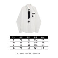 2024春季新款花朵掛飾polo領(lǐng)襯衣女寬松設計感小眾襯衫休閑上衣 白色收藏加購送領(lǐng)帶 S S