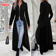 金屢燕衣女士大碼辣妹風(fēng)黑色連衣裙拉鏈收腰顯瘦通勒氣質(zhì)百搭跨境歐美風(fēng) 黑色 L