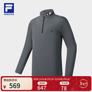 斐樂(lè ) 斐樂(lè )官方男子針織長(cháng)袖上衣2025冬季新款健身運動(dòng)加絨基礎長(cháng)T 板巖灰色-DY S 165/88A/S
