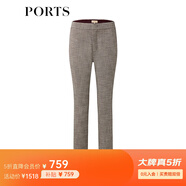 PORTS寶姿女裝通勤簡(jiǎn)約直筒休閑褲LM9P048NFE007 紅棕混色 L /8