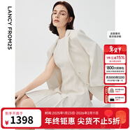 朗姿三醋酸Basic衣櫥白色女士小西裝外套夏新款西服明星同款 米白色2 L