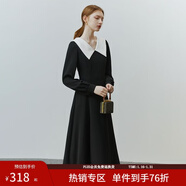 范思藍恩范思藍恩22FS2759法式連衣裙女夏季溫柔風(fēng)甜美氣質(zhì)顯瘦長(cháng)裙小黑裙 黑色（長(cháng)款） XL