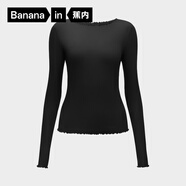 蕉內（Bananain）【劉浩存同款】熱皮501+女士保暖衣內搭長(cháng)袖T恤肌底衣打底衫秋冬 【一字領(lǐng)】黑色 M