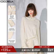 COCOBELLA新中式提花拼接翻折袖襯衫女氣質(zhì)國風(fēng)套頭上衣SR7060-2 薏仁白 M