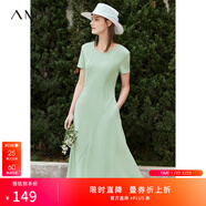 AMII女裝2025法式復古a字連衣裙女夏季新款赫本風(fēng)顯瘦圓領(lǐng) 薄荷綠 （建議拍大一碼） S 155/80A