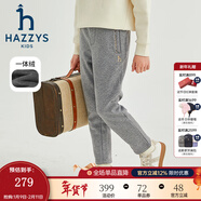 哈吉斯（HAZZYS）品牌童裝女童長(cháng)褲冬新品彈力舒適休閑百搭加厚一體絨長(cháng)褲 中花灰 160