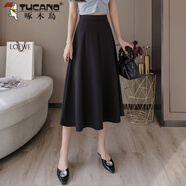 啄木鳥(niǎo)（TUCANO）適合胯大腿粗中長(cháng)裙遮肚百褶半身裙秋季新款夏天女高腰顯瘦a字裙 黑色夏款 適合夏季 S 腰圍64厘米80-94斤