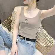 苜戈純棉卡其色吊帶背心女夏季2025新款緊身美背外穿內(nèi)搭打底衫上衣潮 卡其 L 建議100-115斤