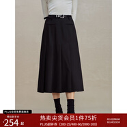 自巧（ZIQIAO）小個(gè)子高腰顯瘦半身裙女秋裝新款遮胯百褶裙休閑長(cháng)款裙子 星空黑 M （4碼）