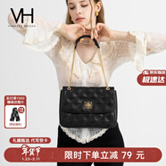 VANESSA HOGAN VH女包茵然軟包輕奢菱格鏈條斜挎腋下包單肩包情人節禮物送女友 黑色大號（容量升級）