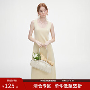 范思藍恩秋季灰色無(wú)袖背帶針織裙女2024新款休閑舒適打底裙修身連衣裙女 奶酪黃 S