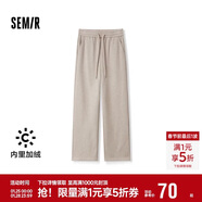 森馬（Semir）[商場(chǎng)同款]休閑褲女加絨長(cháng)褲簡(jiǎn)約冬2024仿呢闊腿褲101724127016A