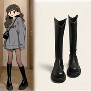 九寸陽(yáng)光 黑色小個(gè)子高筒長(cháng)靴子秋冬女鞋2025年高筒長(cháng)筒騎士靴顯瘦靴 黑色長(cháng)筒【單里】【36碼】