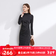 經(jīng)典故事（JANE STORY）內搭修身長(cháng)袖針織連衣裙女秋冬2024新款氣質(zhì)極簡(jiǎn)設計感打底中長(cháng)裙 黑色 S