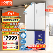 奧馬（Homa）520升超薄零嵌入式十字對開(kāi)門(mén)雙開(kāi)門(mén)大容量家用平嵌電冰箱 一級三變頻節能 智控母嬰變溫520WDPG/B