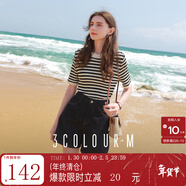 三彩2025夏季新款深色牛仔褲高腰短褲休閑直筒褲時(shí)尚簡(jiǎn)約M 黑藍 S 155/64A