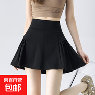 運動(dòng)網(wǎng)球短裙純色百褶裙高腰顯廋松緊腰百搭棒球純欲夏季最新款 黑色 L