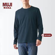 MUJI男式 水洗 天竺編織 長(cháng)袖T恤 ABC01A2A 休閑百搭T恤 深藏青色 L