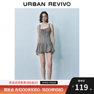 UR2025夏季新款女裝復古少女感撞色格紋花苞連衣裙UYU750084 黑灰色格子 M