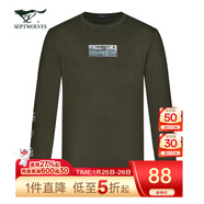 七匹狼長(cháng)袖T恤男秋季印花圓領(lǐng)打底衫男士休閑長(cháng)T男裝上衣QA 203(軍綠) 175