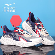 鴻星爾克（ERKE）跑步鞋輕便減震透氣運動(dòng)鞋戶(hù)外休閑網(wǎng)面透氣戶(hù)外健身防滑慢跑鞋男 橡芽白/大學(xué)紅 39