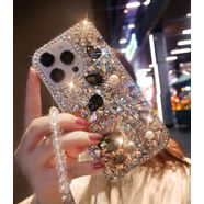 炫擎適用于蘋(píng)果16ProMaxiPhone15手機1211滿(mǎn)鉆XR帶水鉆78Plus女款XS 攝像頭小孔滿(mǎn)鉆兔子黑+手鏈 iPhone6plus