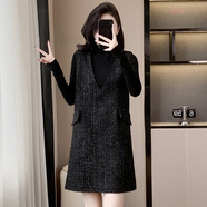 燕潯秋冬優(yōu)雅氣質(zhì)韻味女裝氣質(zhì)顯瘦V 領(lǐng)中長(cháng)款背心連衣裙2025秋冬季 黑色 2XL 背心裙