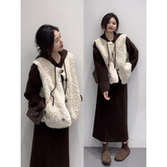 秋冬ootd穿搭一整套韓系松弛感毛毛馬甲外套針織上衣半身裙套裝女 毛毛馬甲+上衣+半身裙[三件套] M [建議80-100斤]