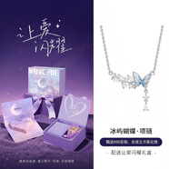 銀千惠999純銀蝴蝶項鏈女士款水晶吊墜輕奢生日38三八節女神禮物送女友 冰嶼蝴蝶項鏈/999足銀+讓愛(ài)閃耀禮盒 女生生日禮物/高級感玫瑰花禮盒送老婆/配證書(shū)