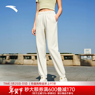 安踏（ANTA）女褲加絨保暖運動(dòng)褲女冬季新款針織褲子直筒長(cháng)褲學(xué)生休閑褲衛褲 （秋冬季螺紋收口）香草白 L (170/推薦110-125斤）