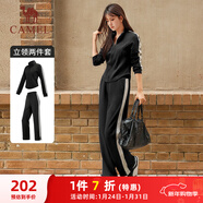 駱駝（CAMEL）立領(lǐng)健身女裝撞色修身兩件套運動(dòng)服 Y24CAWL6620 幻影黑 M
