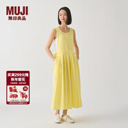 MUJI IDEE 女式 平紋 連體裙 女裝連衣裙裙子春季 無(wú)袖可疊穿 背心裙 淺黃色 M 155/80A
