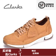 Clarks其樂(lè )男鞋透氣三瓣底時(shí)尚舒適頭層牛皮休閑運動(dòng)鞋Tri Spark 黃色 39