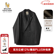 William fox&sons威廉?？怂狗瞒淦そq小西服男輕商務(wù)復古寬松易打理便西休閑西裝男 黑色（雙排扣） 2XL /54