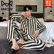 貓人（MiiOW）睡衣男士春秋季2025新款長(cháng)袖卡通可愛(ài)薄款休閑寬松男生家居服套裝 66629A L (100-130斤)