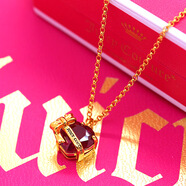 韓版簡(jiǎn)約時(shí)尚糖果色心形水晶鎖骨鏈百搭小眾愛(ài)心蝴蝶結鋯石項鏈女 紅色特價(jià)無(wú)包裝