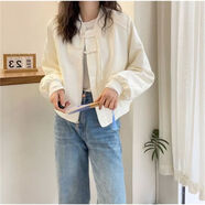 AEMAPE新中式盤(pán)扣氣質(zhì)外套女歐洲站春裝2026新款女裝時(shí)尚洋氣顯瘦上衣潮 米白色 XL 建議120-135斤