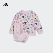adidas女?huà)胪蓍e寬松印花長(cháng)袖套裝秋季阿迪達斯官方輕運動(dòng)   清澈粉/祈福粉   104