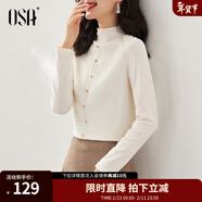 歐莎（OSA）【多色可選】半高領(lǐng)長(cháng)袖T恤女士2025年秋冬季內搭打底衫上衣百搭 米白色A L