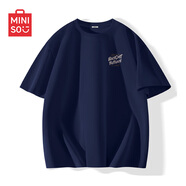 名創(chuàng  )優(yōu)品（MINISO）純棉t恤男夏季2026新款衣服青少年親膚透氣休閑寬松大碼潮流短袖 藏青(mt未來(lái)暢想胸標) S 165 (男女同款)